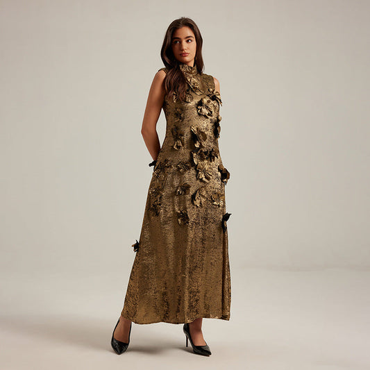 🌸 Three-Dimensional Floral Sleeveless A-Line Dress eprolo