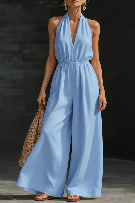 V-neck Halter Neck Jumpsuit For Women 
