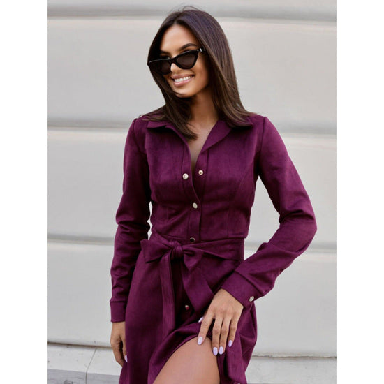 Womens Loose Plus-Size Lace-Up Dress 