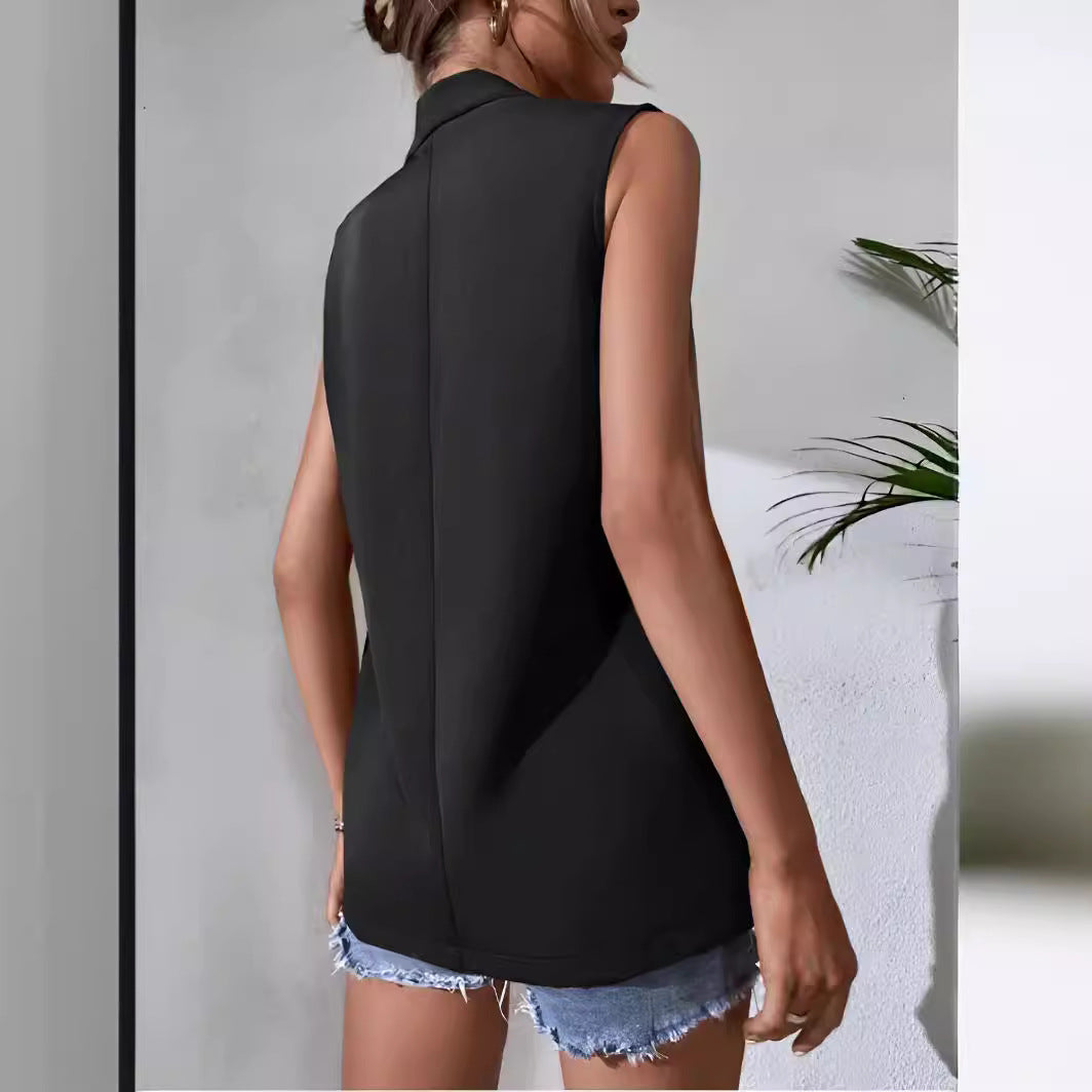 Collar Mid-length Casual Temperament Commute Suit Vest Without Buckle 