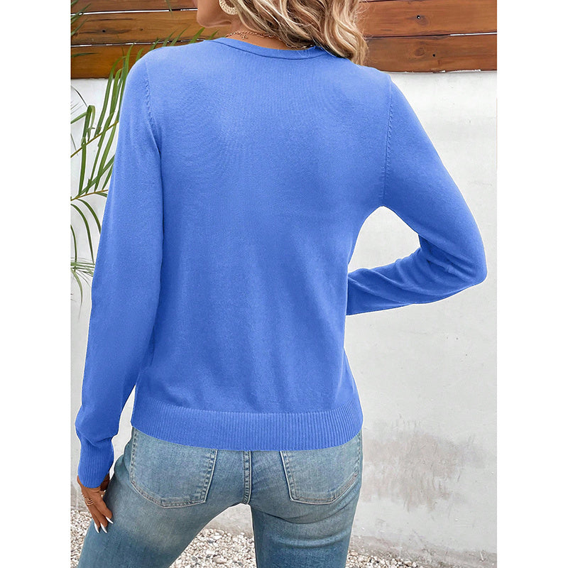 Women's Long Sleeve V-Neck Button Down Cardigan Knit Shrugs Sweater CJ US