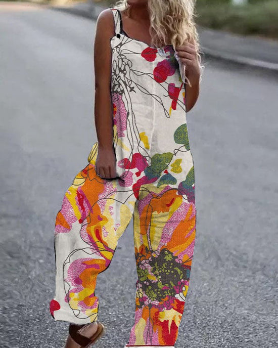 Women’s Butterfly Print Overalls 