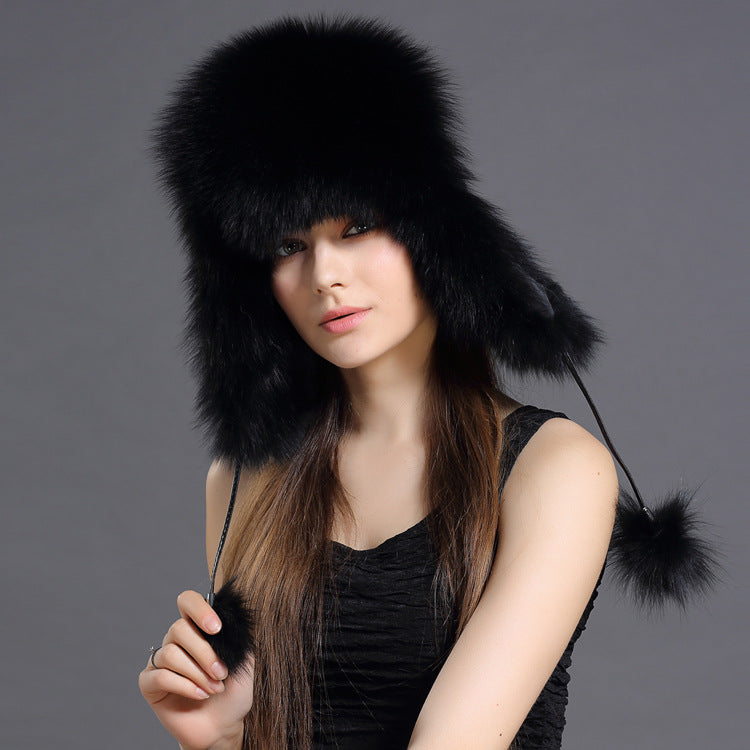 Autumn And Winter Korean Fox Fur Lei Feng Hat Trend 