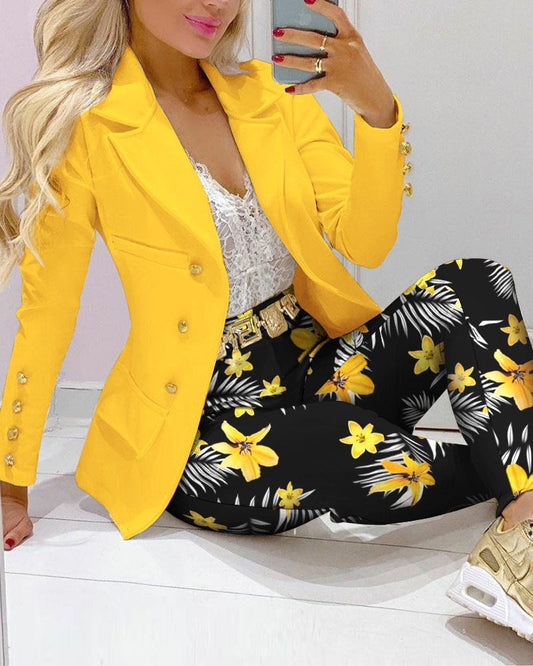 Casual Fashion Set Women's Suit Pink Suit Yellow Brown Striped Dotted Chain 