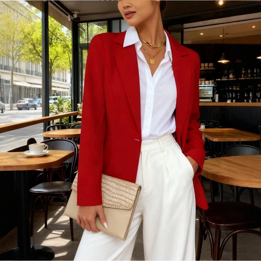 Casual Fashion New Arrival Lapel Collar Long Waist-Cinched Long-Sleeve Blazer 