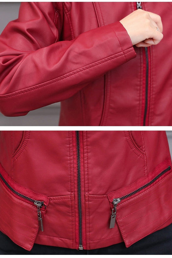 New Spring And Autumn Korean Style Motorcycle Stand-up Collar Slim Fit Slimming Leather Coat Diversi Fashion™