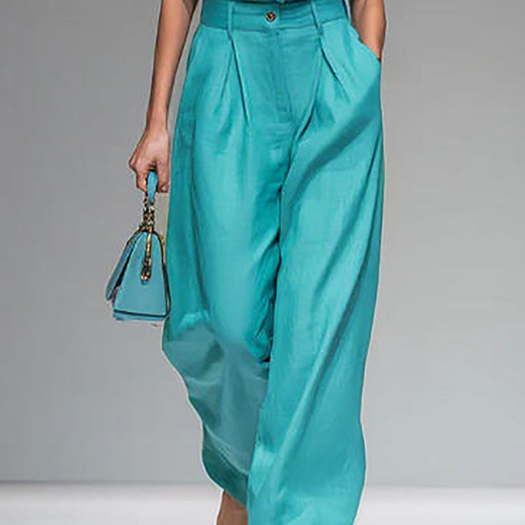 Sleeveless Vest And Wide-leg Pants Set For Women 