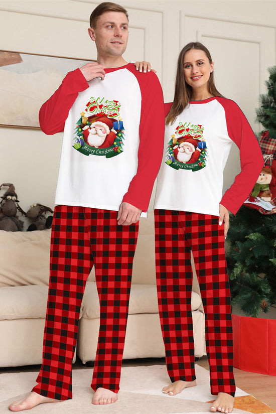 Christmas Parent-Child Clothes Set Long Sleeve T-Shirt Plaid Pants Family Matching Pajamas CJ