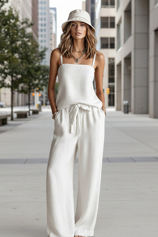 Suspender Wide-Leg Pants Set Womens Casual Two-Piece Set 