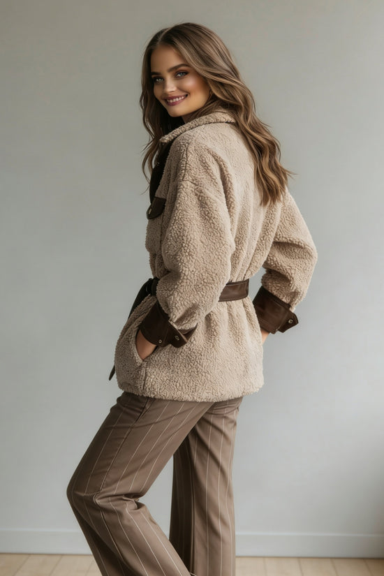 Women’s Vintage PU Leather Jacket – Lamb Fur Lined Autumn Winter Coat - FitiqueFit