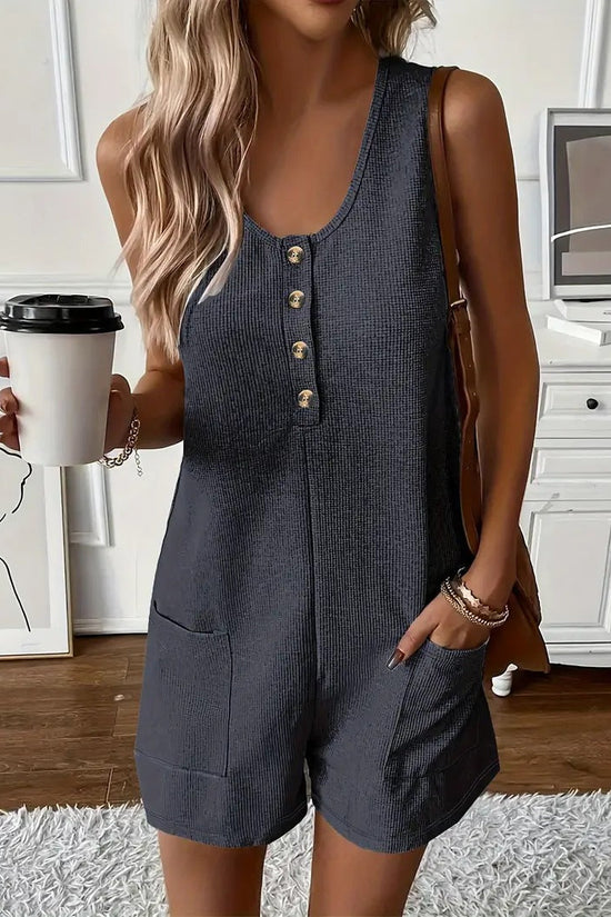 Casual Buttoned-pocket Vest Jumpsuit 