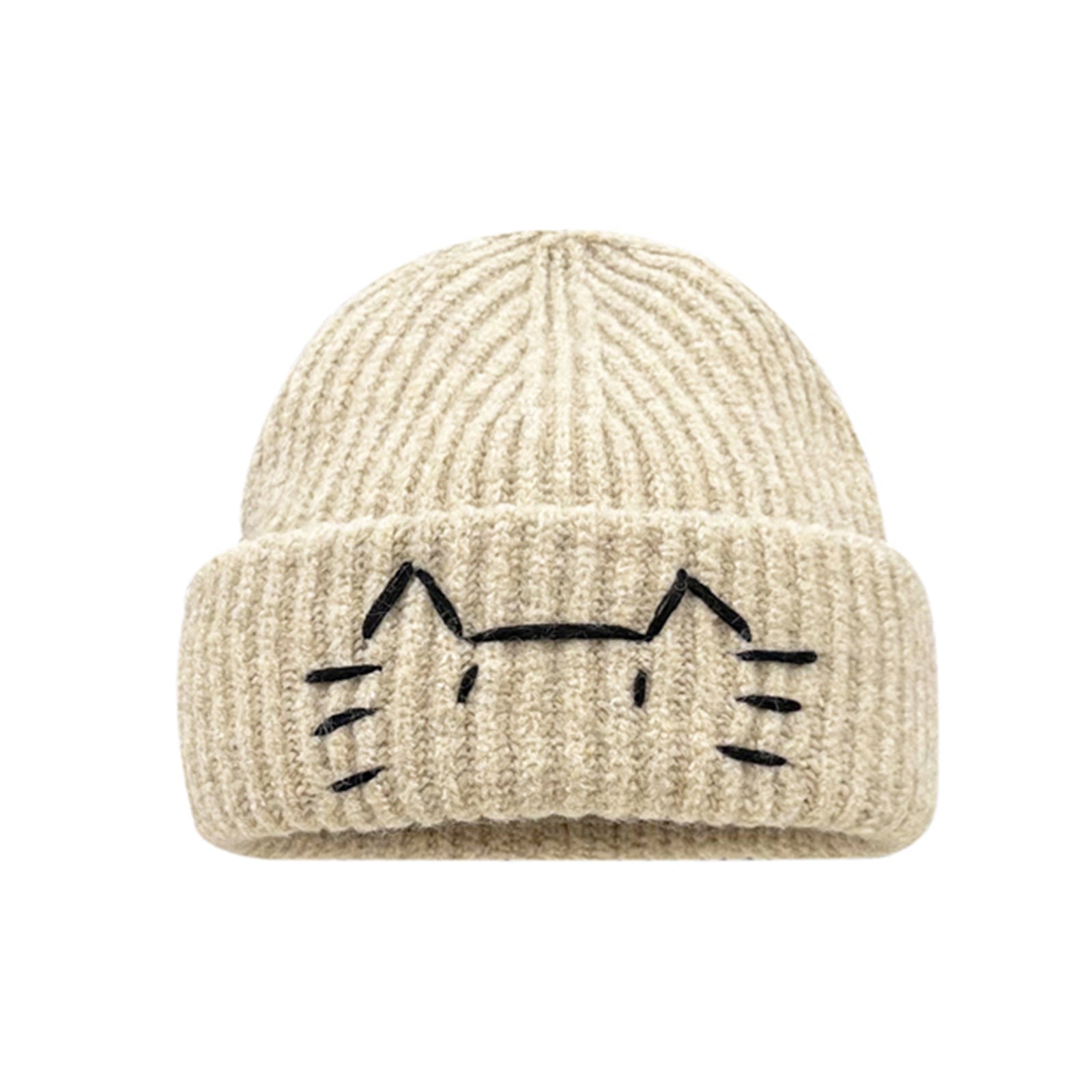 Women’s Cute Cat Line Design Knitted Hat – Warm Fall & Winter Beanie - FitiqueFit
