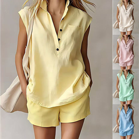 Women's Casual Sleeveless Short Set 
