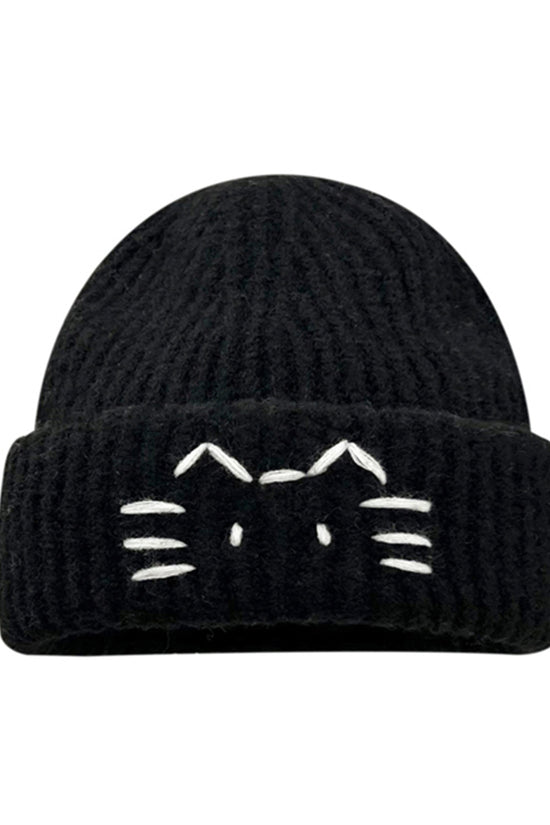 Women’s Cute Cat Line Design Knitted Hat – Warm Fall & Winter Beanie - FitiqueFit