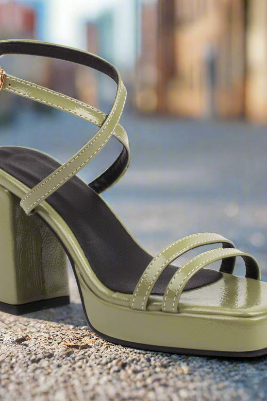 Square-Toe Buckle Strap High Heels – Elegant Thin-Strap Summer Block Heels CJ