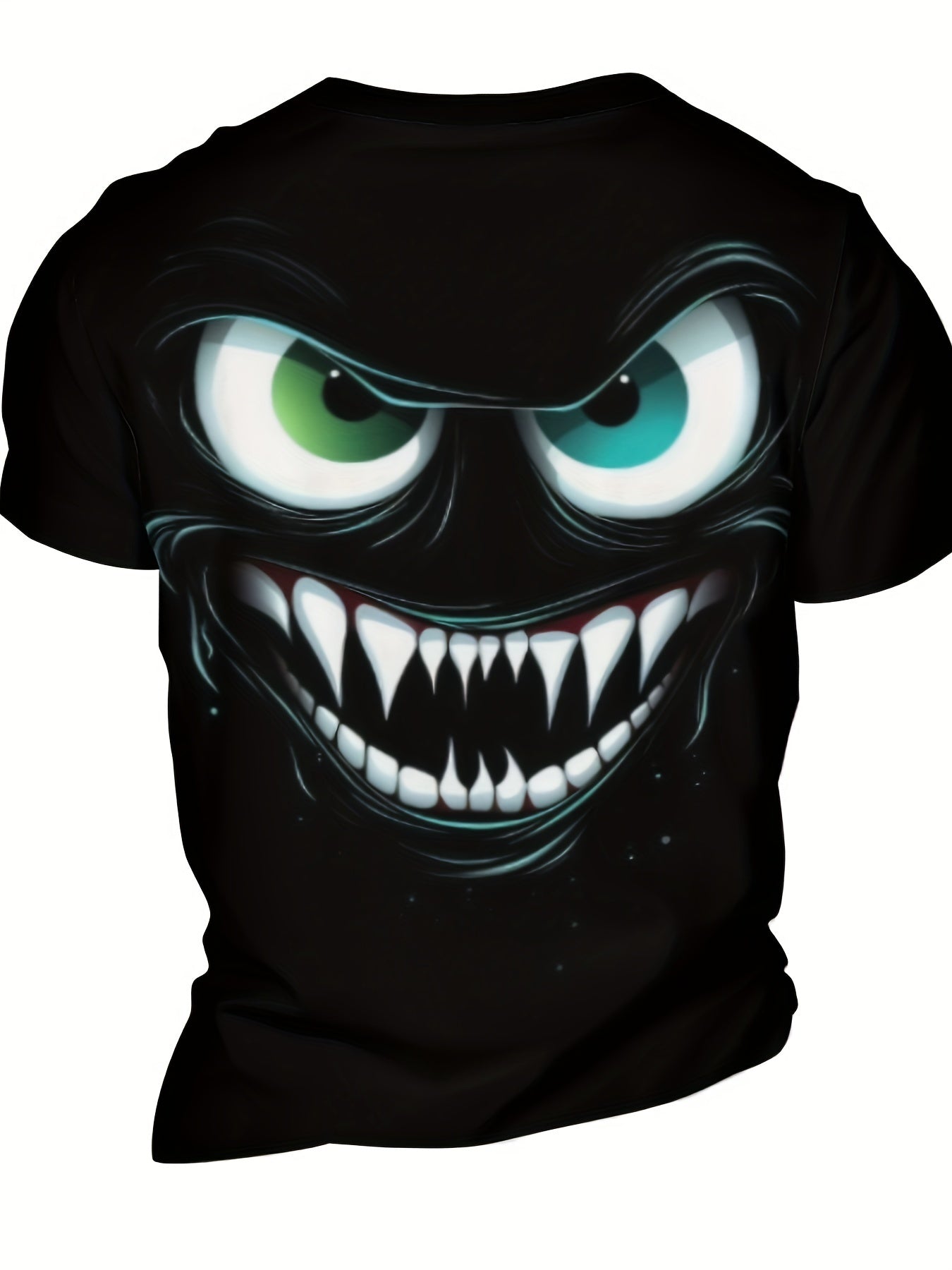 Men's Novel 3D Evil Smiling Face Printed T-shirt, Casual And Fashionable T-shirt, Street Style Short Sleeved Round Neck Shirt CJ US
