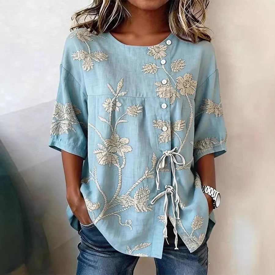 Women's Casual And Versatile Floral 3D Printed Top 