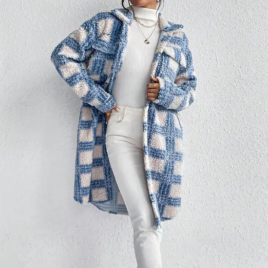 Women's Lightweight Plaid Jacket, Button Down Fleece Jacket, Long Sleeve Fall Outerwear Coat CJ US