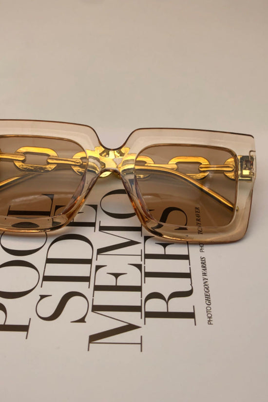 Square Chain Sunglasses for Women – Retro Large Frame Fashion Shades CJ
