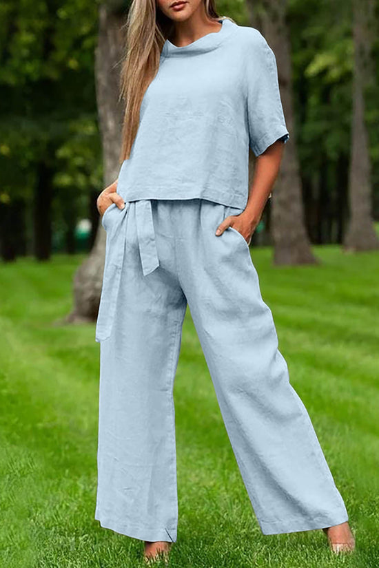 Round-neck Plus-size Womens Casual Two-piece Set, Trendy For Women 