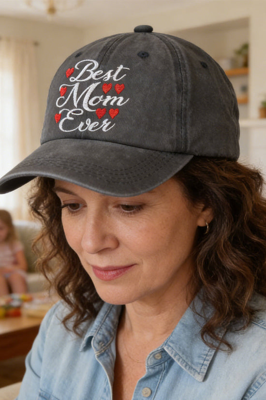 Best Mom Ever Adjustable Embroidered Wash Cotton Cap 