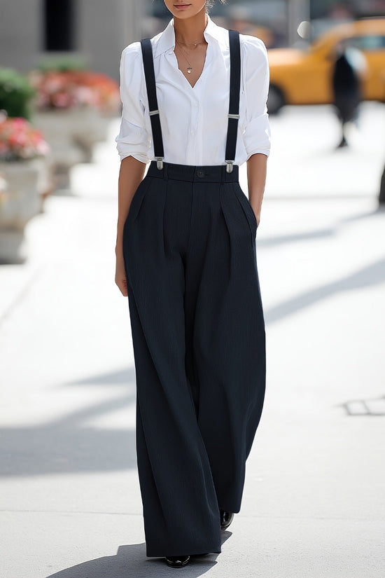 Women's adjustable detachable shoulder strap pocket pants 