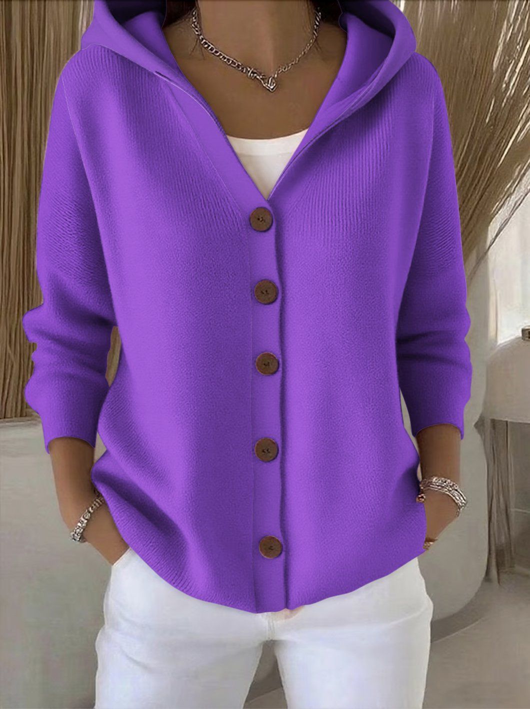 Women’s Button-Down Hoodie Cardigan Sweater Coat 