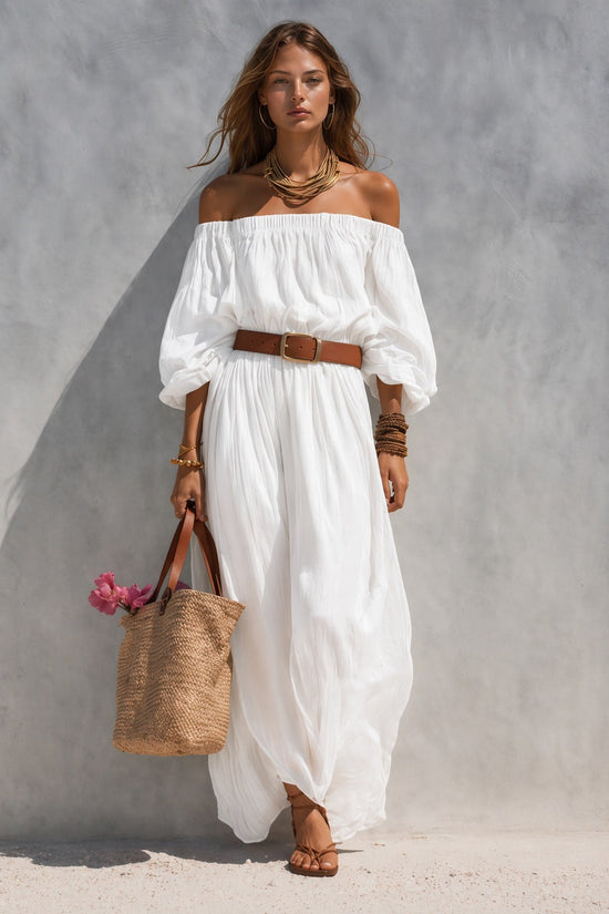 Womens Boat-Neck Sleeveless Casual Cotton-Linen Maxi Dress 