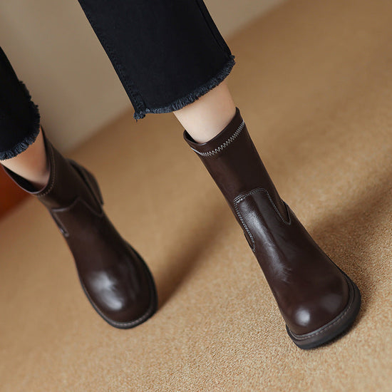 Women's Simple And Casual Mid-heel Martin Boots CJ