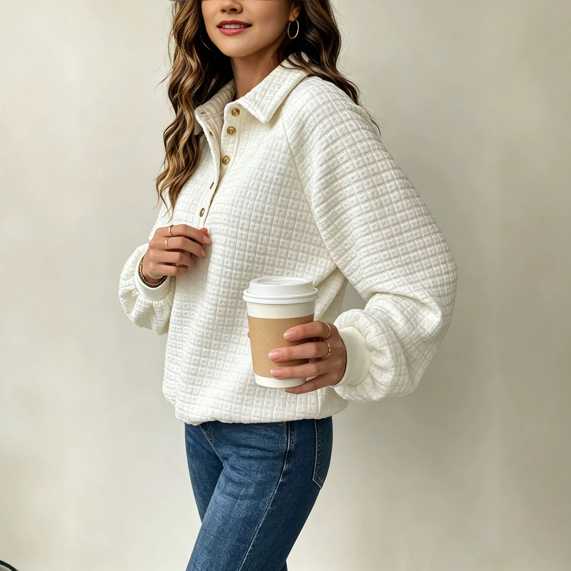 Collar long sleeved top 