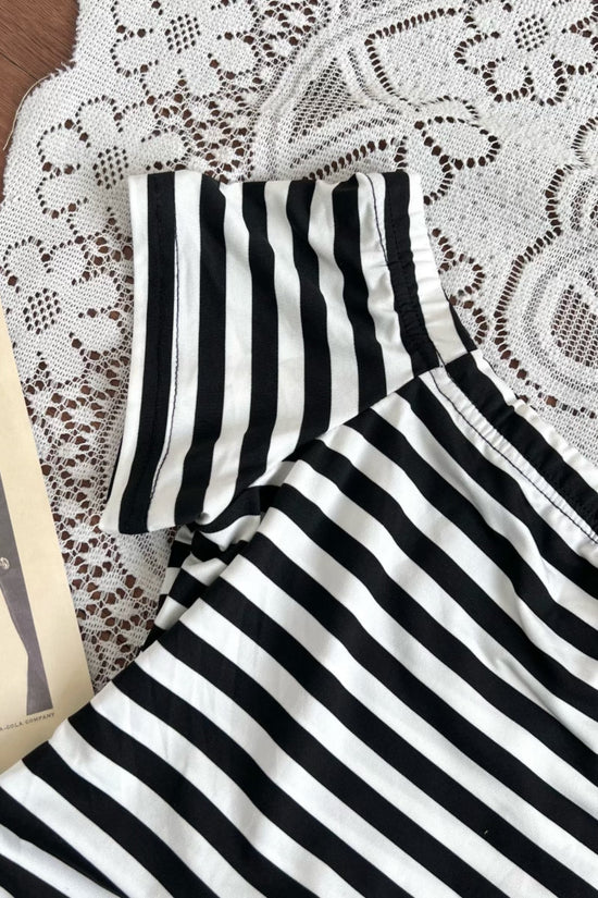 Ladies' Off Shoulder Striped Top Casual One Shoulder Shirt 