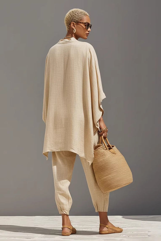 Women's Casual Loose Solid Color Shirt Set 