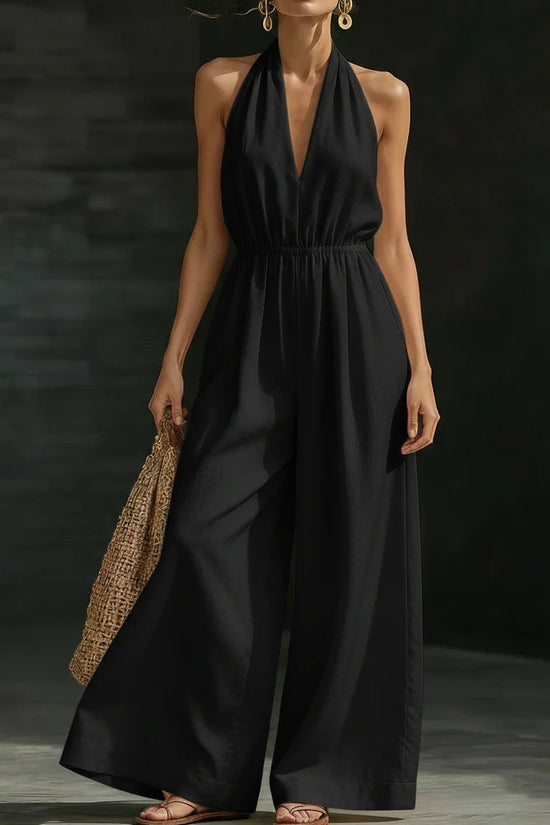 V-neck Halter Neck Jumpsuit For Women 