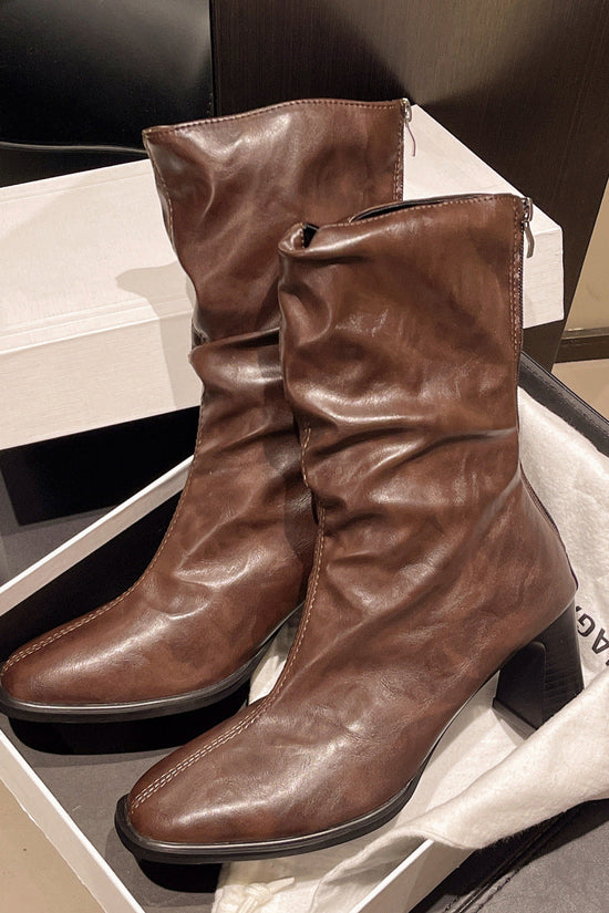 Large Size Women's Autumn And Winter High Heel Plus Fat Botton Width Ankle Boots CJ