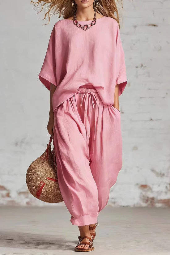 Women's Solid Color Loose Casual Set 