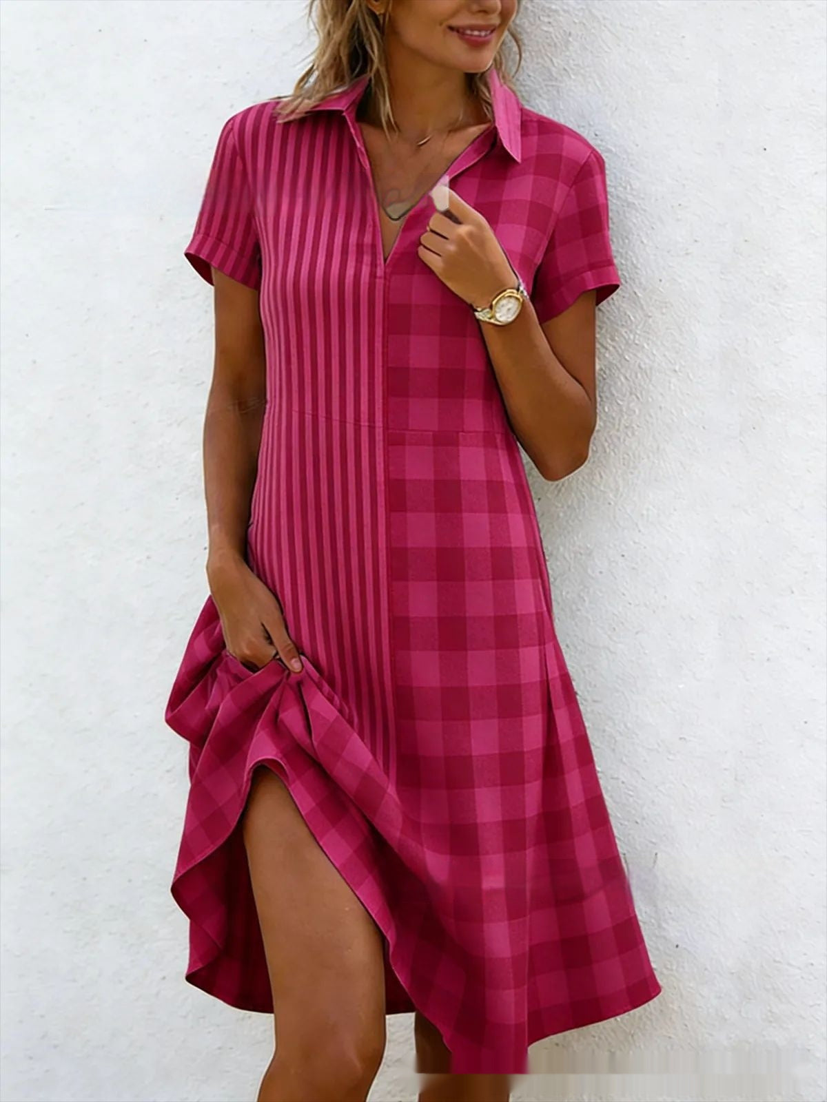 Bohemian 3D Printed V-Neck Short-Sleeve Maxi Dress 