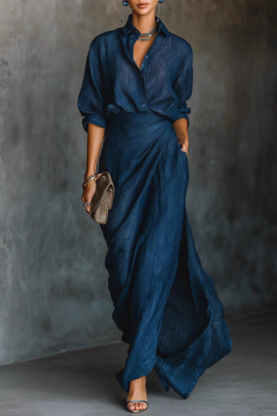 Elegant Chic Sexy Solid Color Irregular Pleated Dress with Belt for Women 