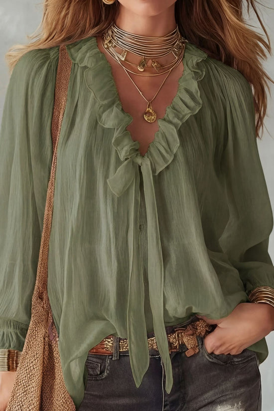 Fashionable V-neck Loose-fit Shirt Top 