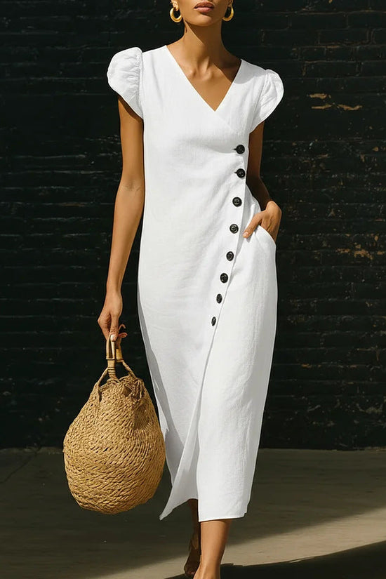 Women's Casual V-Neck Short-Sleeve Dress 