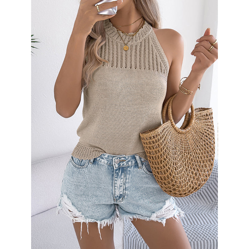 Women's Summer Halter Tank Tops Sleeveless Casual Racerback Knit Sweater Vest 