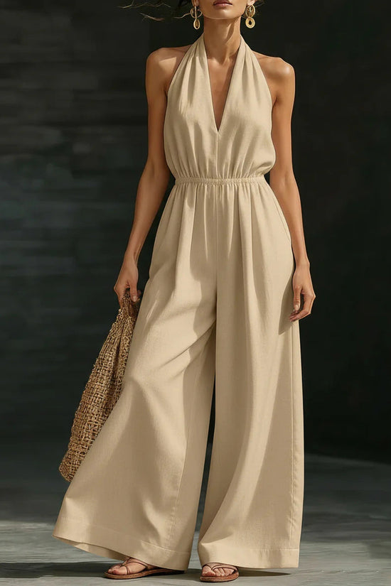 V-neck Halter Neck Jumpsuit For Women 