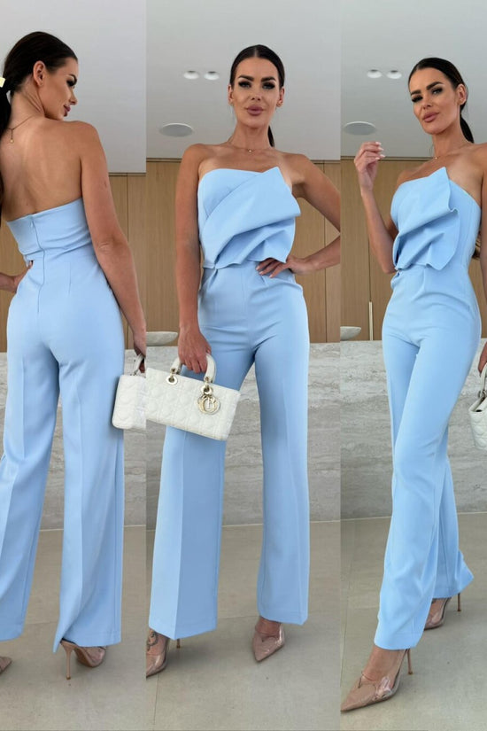 Candy-Colored Bodycon Halterneck Backless High-Waist Wide-Leg Jumpsuit 
