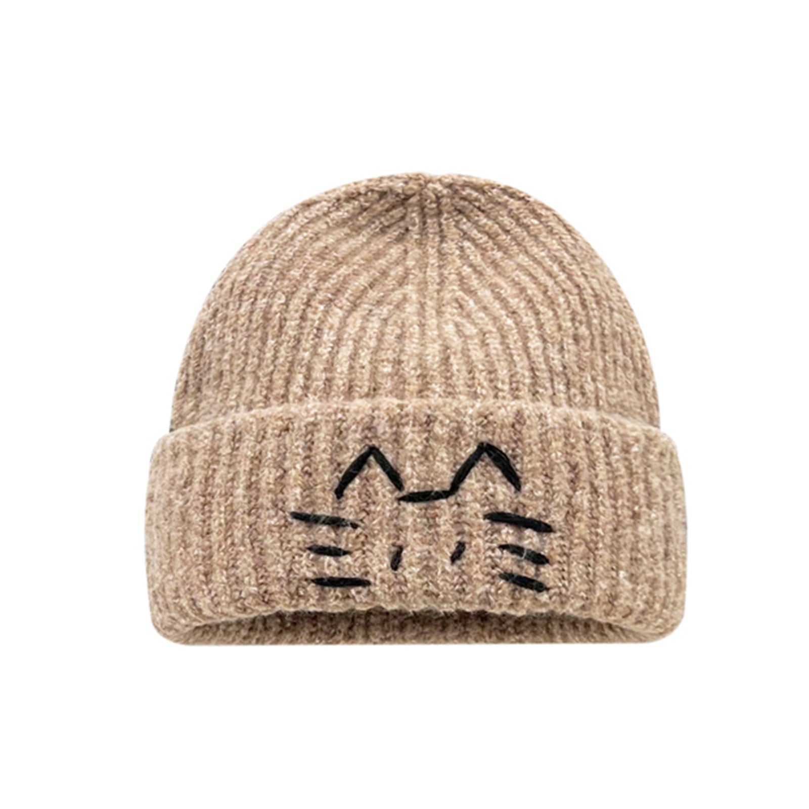 Women’s Cute Cat Line Design Knitted Hat – Warm Fall & Winter Beanie - FitiqueFit