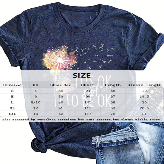 Women's Round Neck Short Sleeve T-Shirt, Summer Casual Tee CJ US