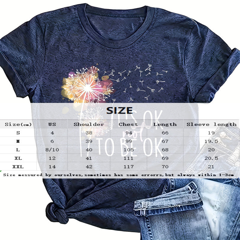 Women's Round Neck Short Sleeve T-Shirt, Summer Casual Tee CJ US