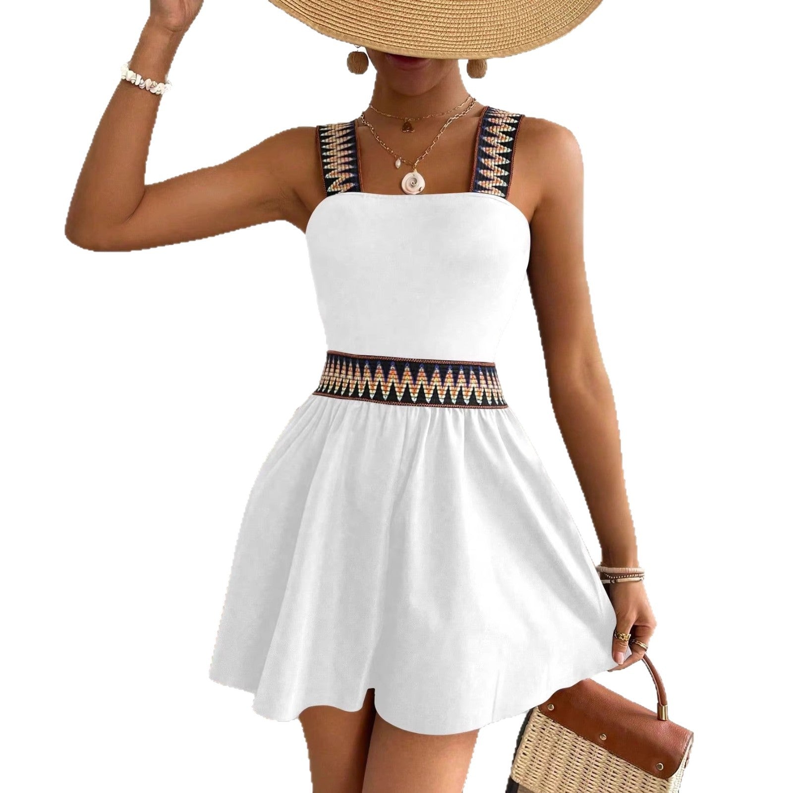Casual Resort-style Wide-leg Jumpsuit With A Cinched Waist 