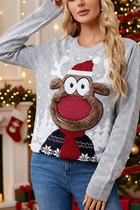 Loose Casual Parent-child Gray Pullover Christmas Sweater CJ