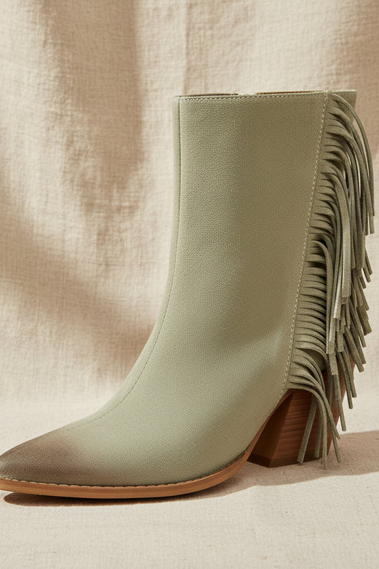 Western Style Ankle Boots for Women, Pointed Toe with Tassel, Chunky High Heel Made to order, ships in 7 days 