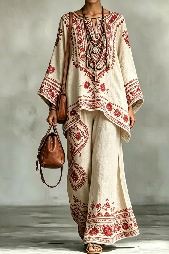 Women's Fashionable Loose-Fit Printed Long-Sleeve Set 