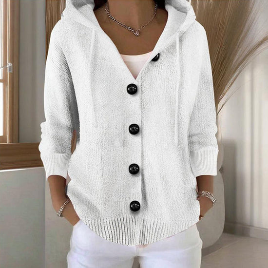Women's Button Down Hoodie Cardigan, Long Sleeve Open Front Sweater Coat For Fall Winter 